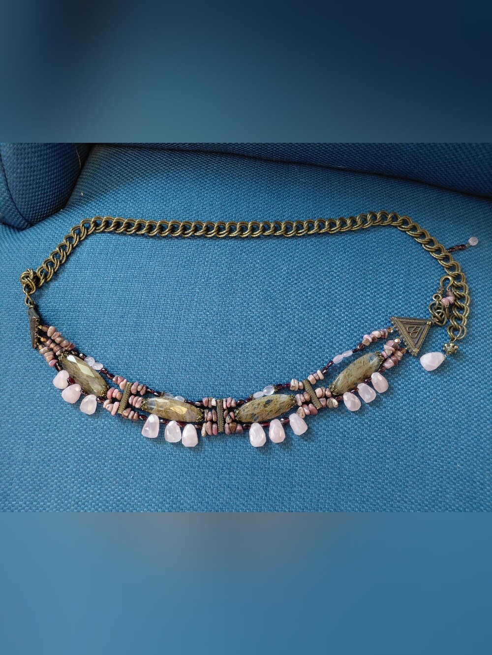 Vintage Maya Evangelista Bronze Chain Gemstone Belt